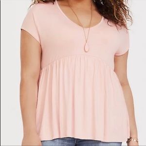 Light pink short sleeve babydoll shirt